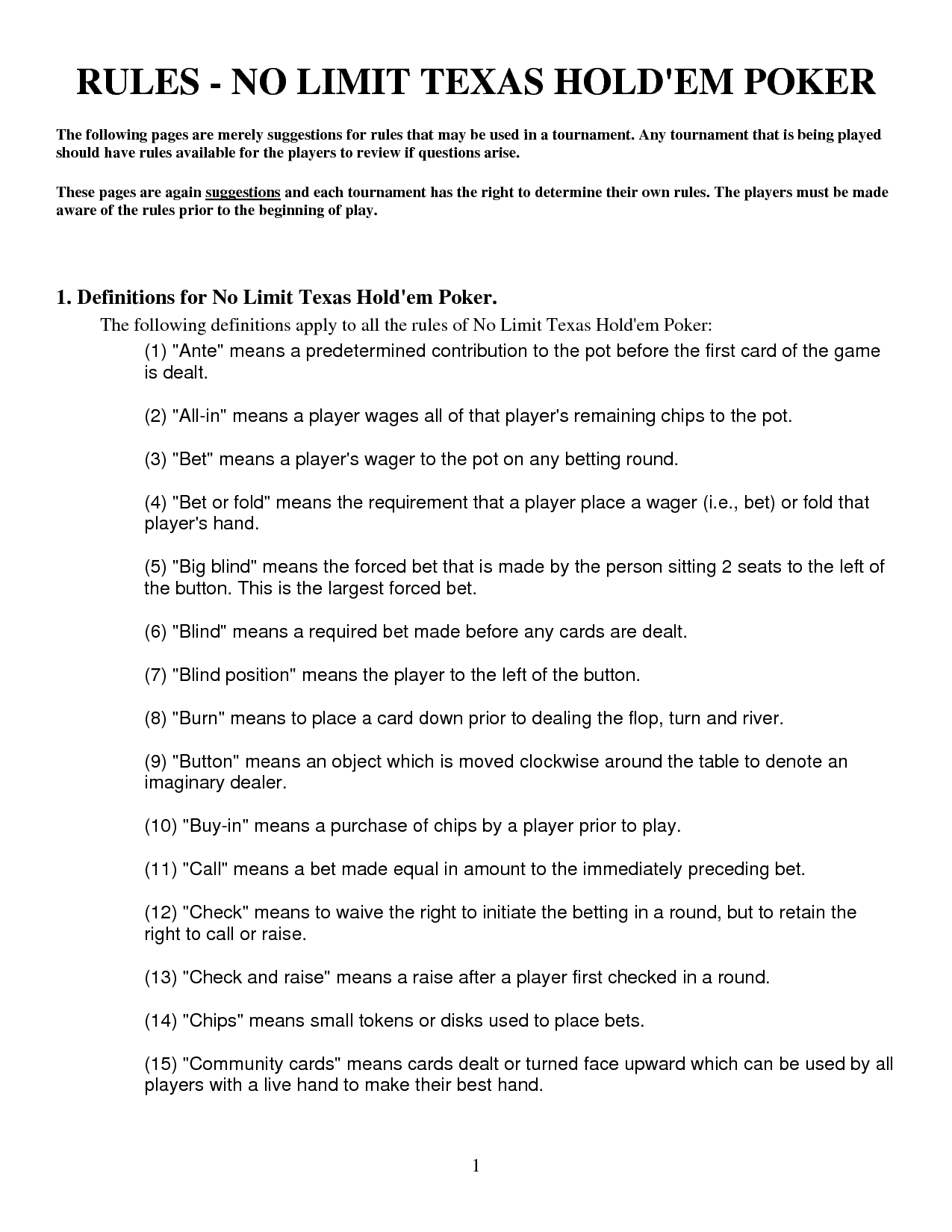 Texas Holdem Poker Rules Basic